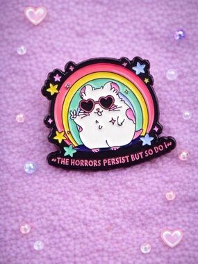 Cute Rainbow Hamster Enamel Pin - Pink, Yellow, Green